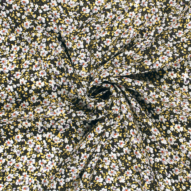 Borken Crepe tissu Noir imprimé 