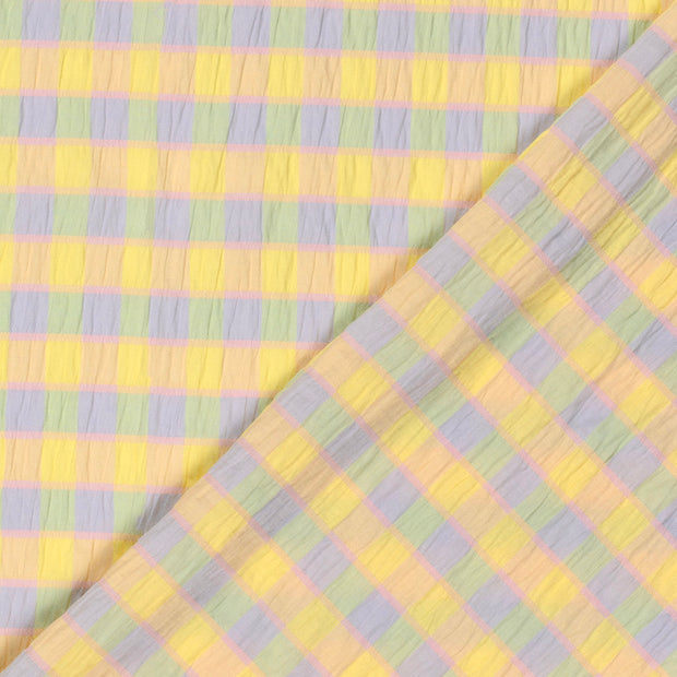 Seersucker fabric Checks printed 