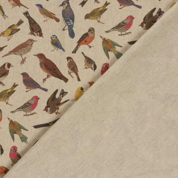 Linen Look fabric Birds digital printed 