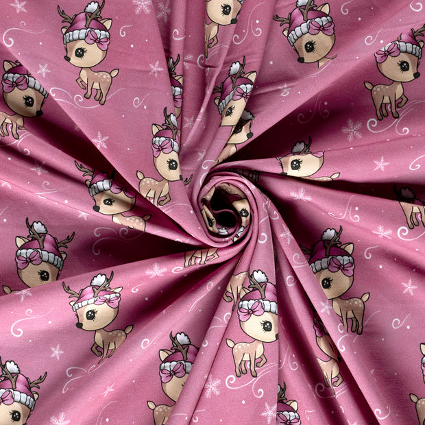 French Terry fabric Old Pink brushed and digital printed 