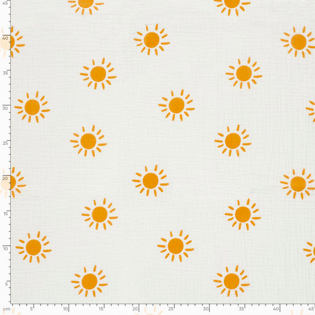 Double gaze tissu Soleils Blanc cassé