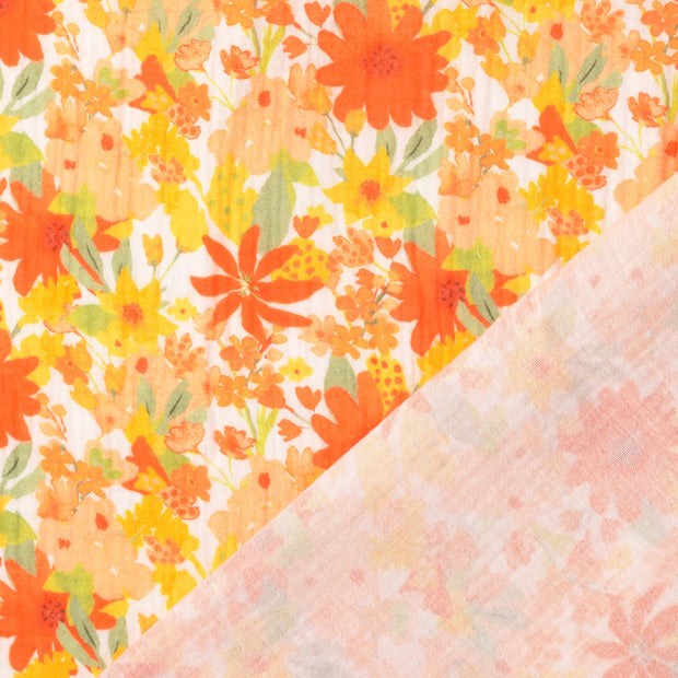 Muslin fabric Orange digital printed 