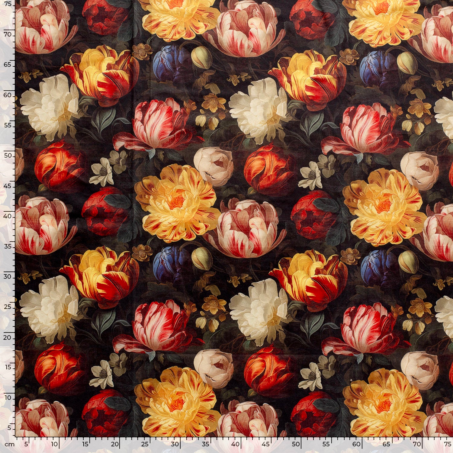 Velvet fabric Flowers Black | Wholesale fabrics | Nooteboom Textiles