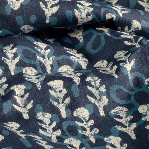 Voile fabric Abstract Indigo