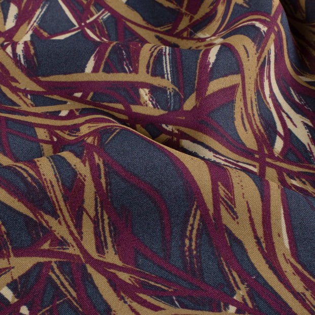 Woven Cotton Linen fabric Abstract Navy