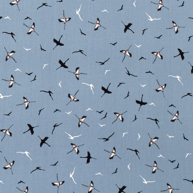 Bamboe Poplin stof Vogels Indigo