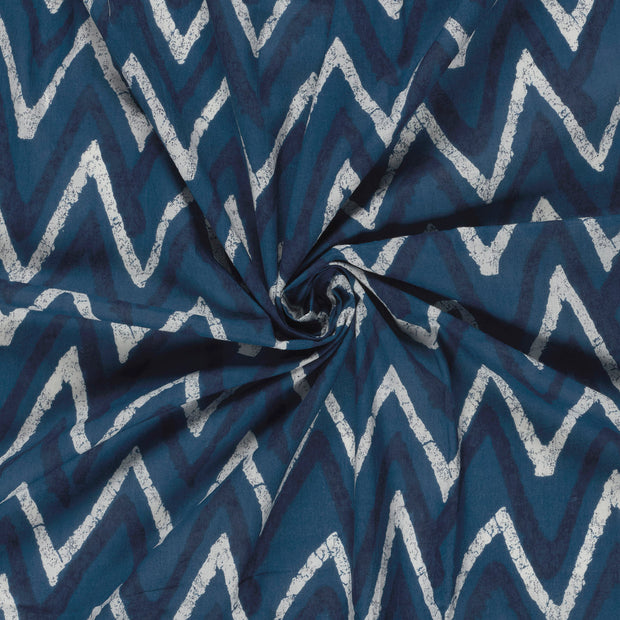 Voile fabrik Indigoblau bedruckt 