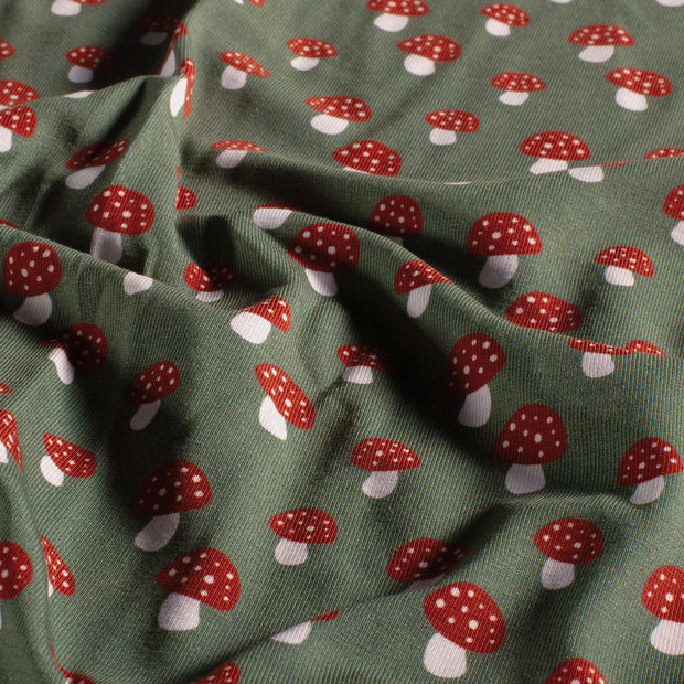 Jersey tissu champignons Vert kaki