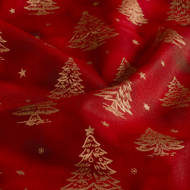 Algodón Popelina tela Navidad Rojo