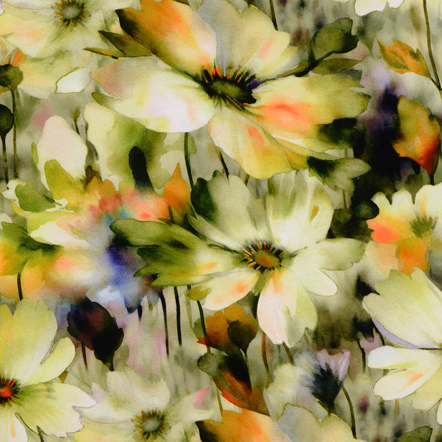 Viscose Poplin fabric Flowers Yellow