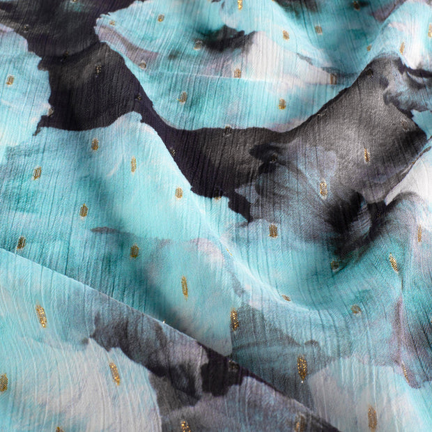 Chiffon fabric Glitter Dark Mint