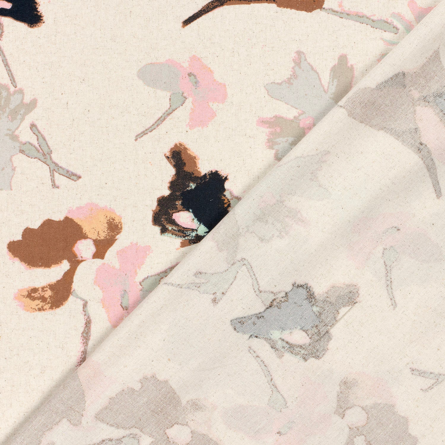 Woven Viscose Linen fabric Flowers Beige Wholesale fabrics