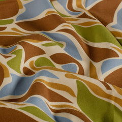 Satijn bedrukt Abstract Bruin