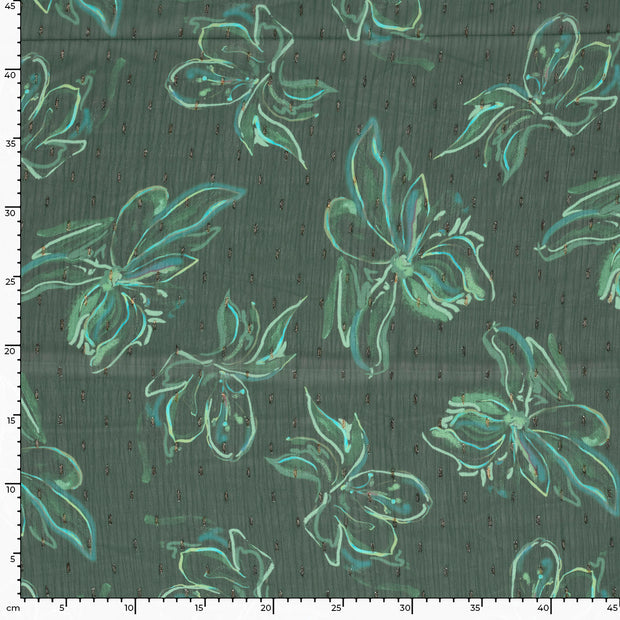 Chiffon fabric Glitter Petrol