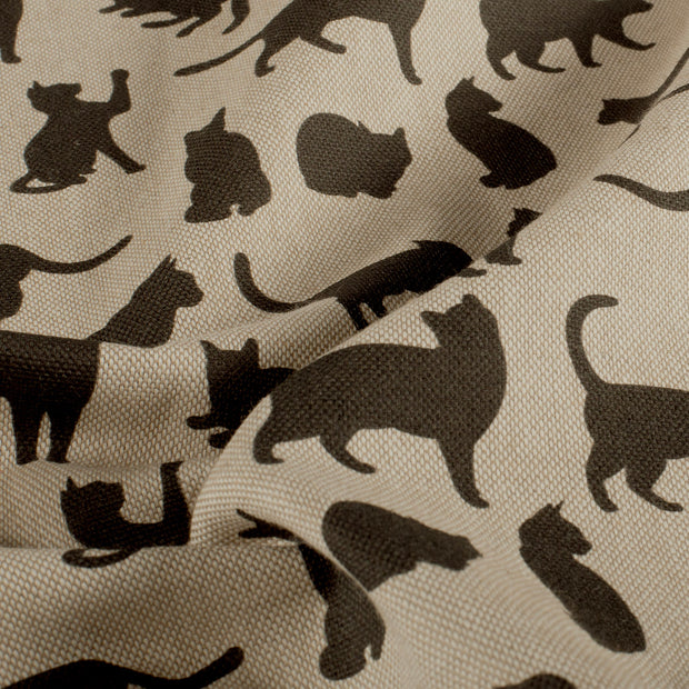 Aspecto lino tela Gatos Negro