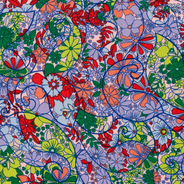 Polyester Bubble stof Bloemen Limoen Groen