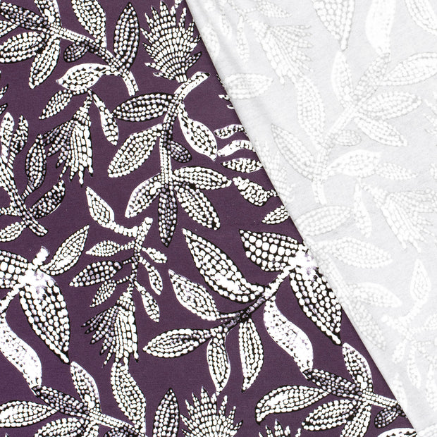 Viscose Jersey fabric Leaves printed 