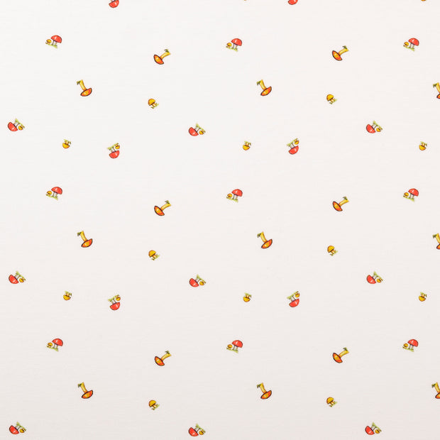 Jersey fabric Mushrooms White