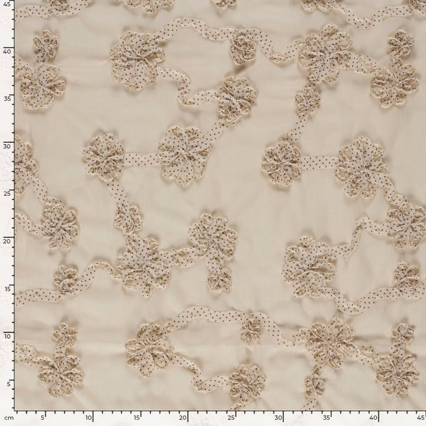 Chiffon fabric Flowers Beige