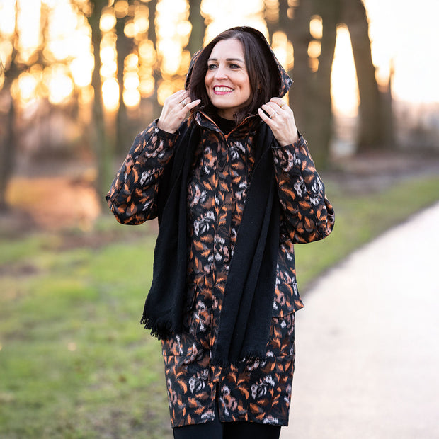 Jacquard tela Animales Naranja