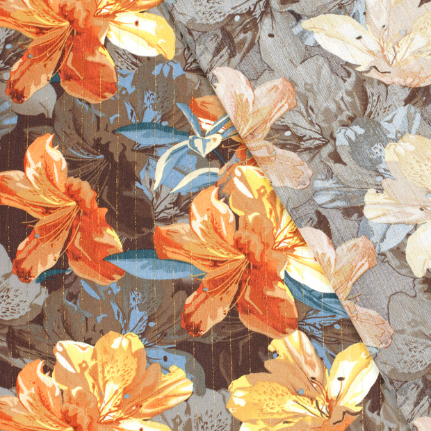 Borken Crepe fabric Flowers lurex printed 