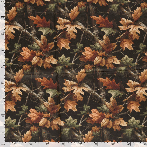 Panama fabric Leaves Black