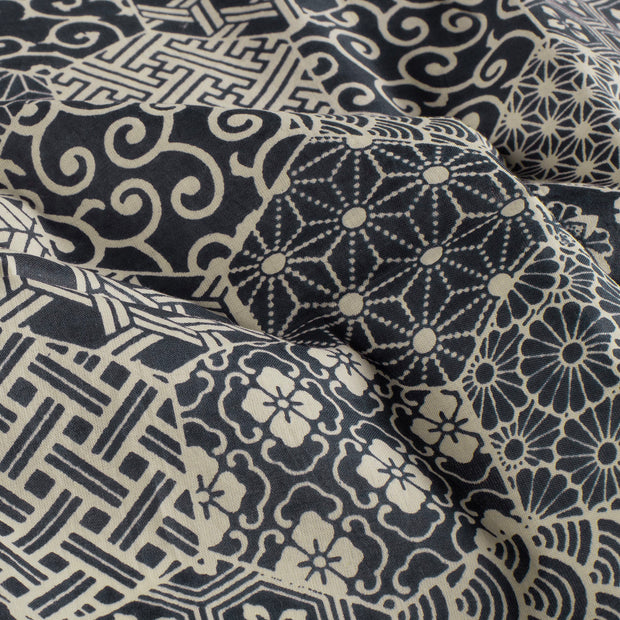 Voile fabric Abstract Indigo