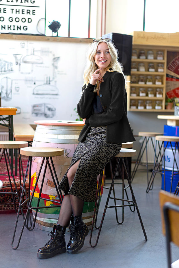 Paño de lana tela Unicolor Negro