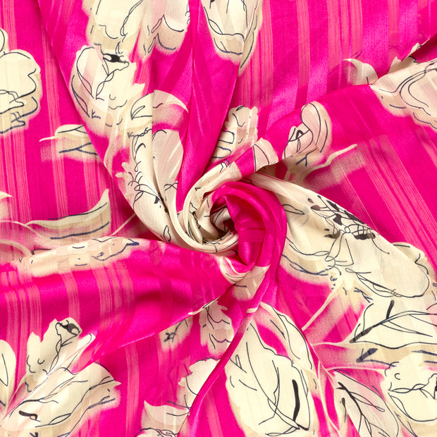 Chiffon fabric Fuchsia printed 