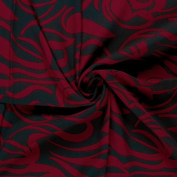 Viscosa Twill tela Burdeos estampado 