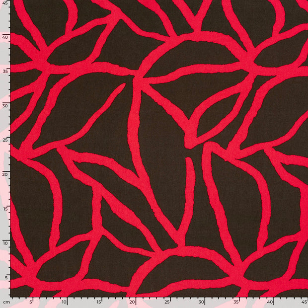 Viscose Twill fabric Abstract Fuchsia