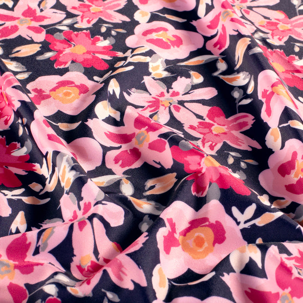 Swimwear Jersey UPF50 Recycled fabrik Blumen Marine