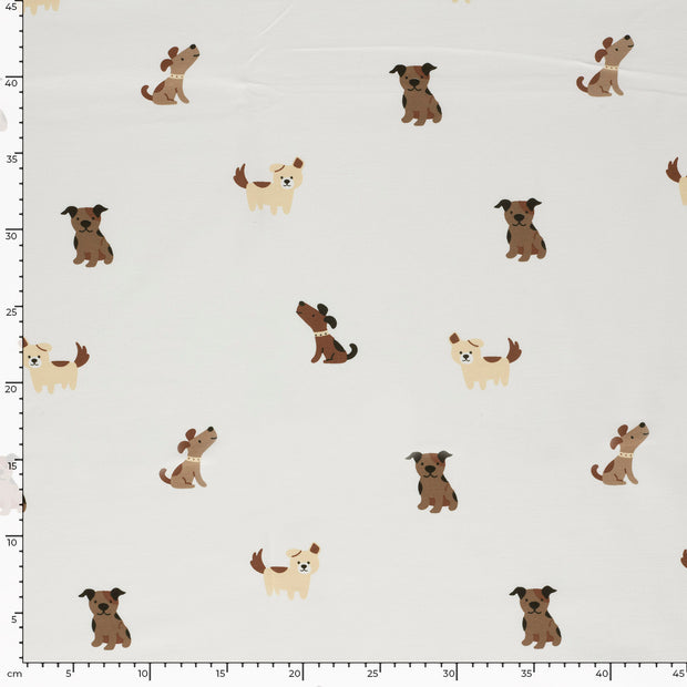 French Terry fabric Dogs Off White