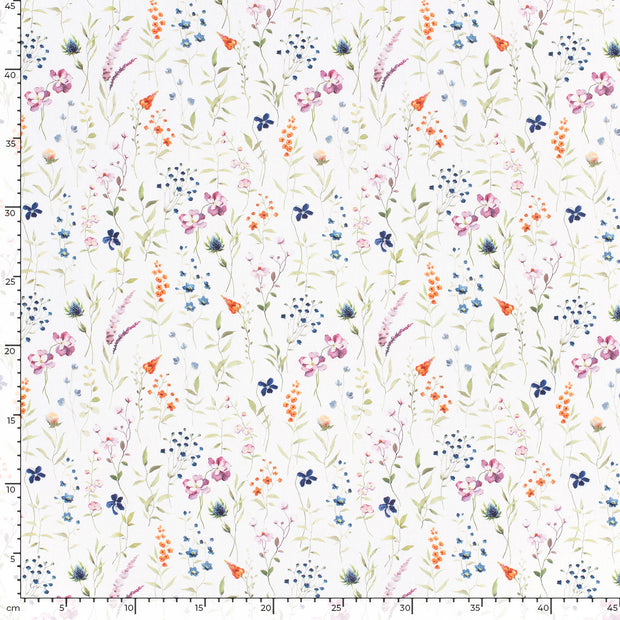 Panama fabric Flowers Optical White