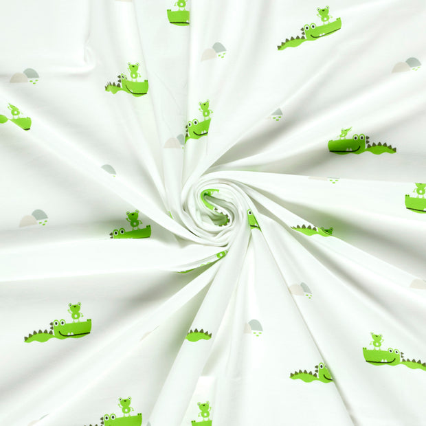 Jersey fabric Off White printed 