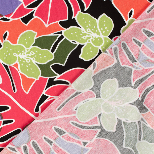 Viscose Lin Chaine et Trame tissu fruits imprimé 