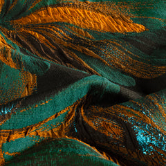 Jacquard Lurex Flowers Petrol