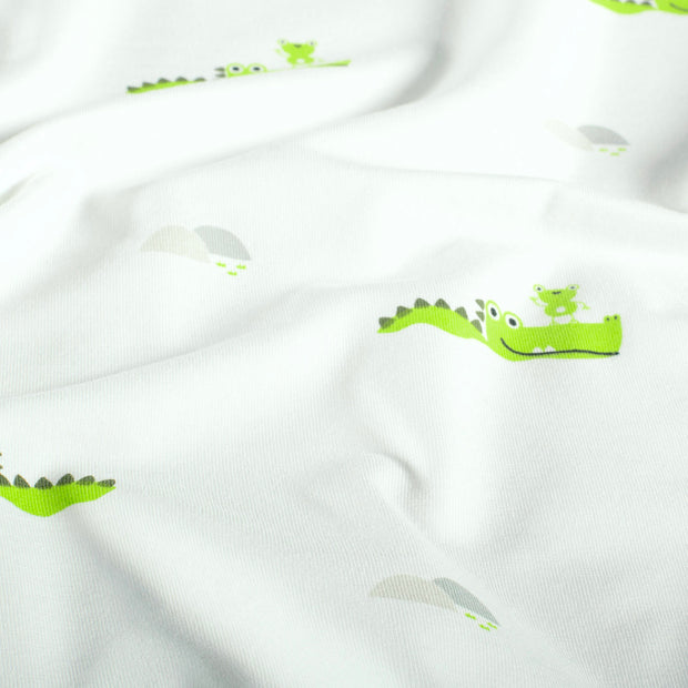 Jersey fabric Crocodiles Off White