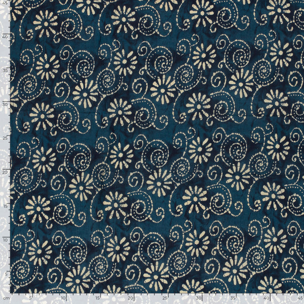 Voile stof Bloemen Indigo