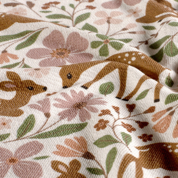 Terry Crepe fabric Deer Off White