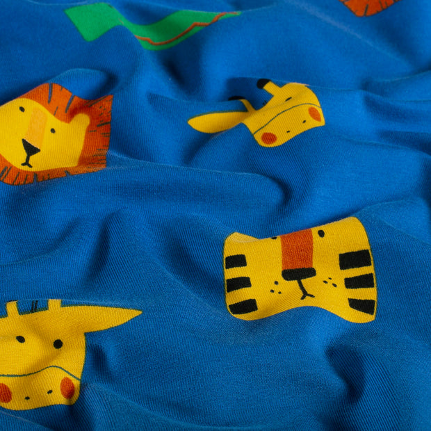 Jersey fabric Animals Cobalt
