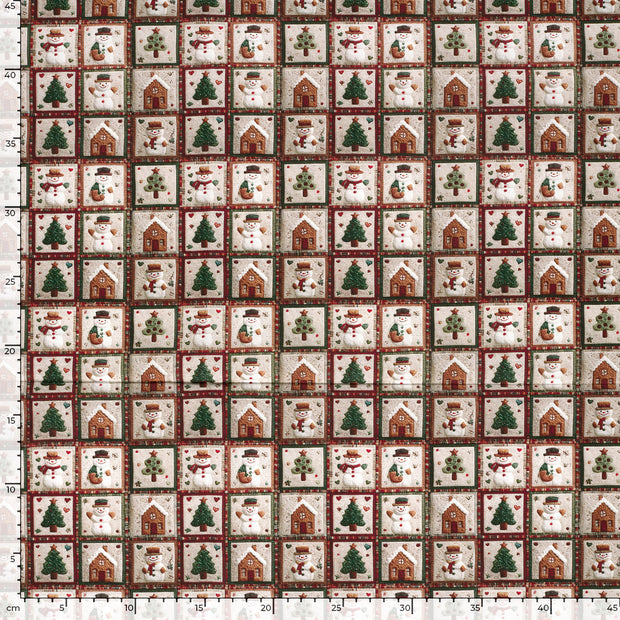 Popeline de Coton tissu Noël Blanc cassé
