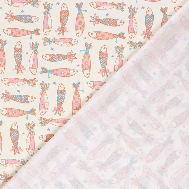 Popeline de Coton tissu poissons imprimé 