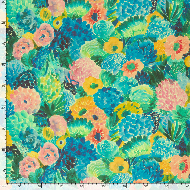 Viscose Satin fabrik Blumen Mint