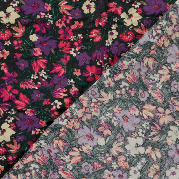 Viscose Nylon Ottoman fabric Flowers printed 