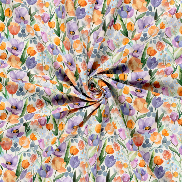 French Terry GOTS organic fabric Off White digital printed 