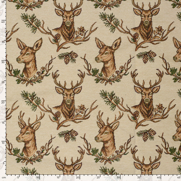 Gobelin stof Herten Beige