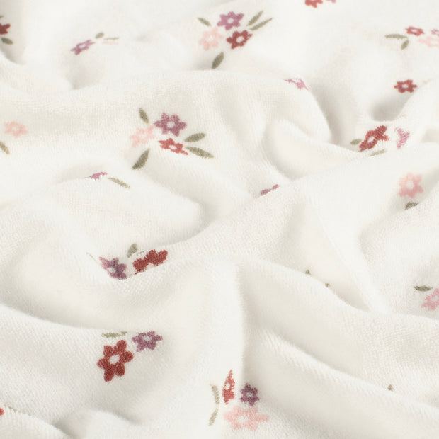 Stretch terry fabric Flowers Off White