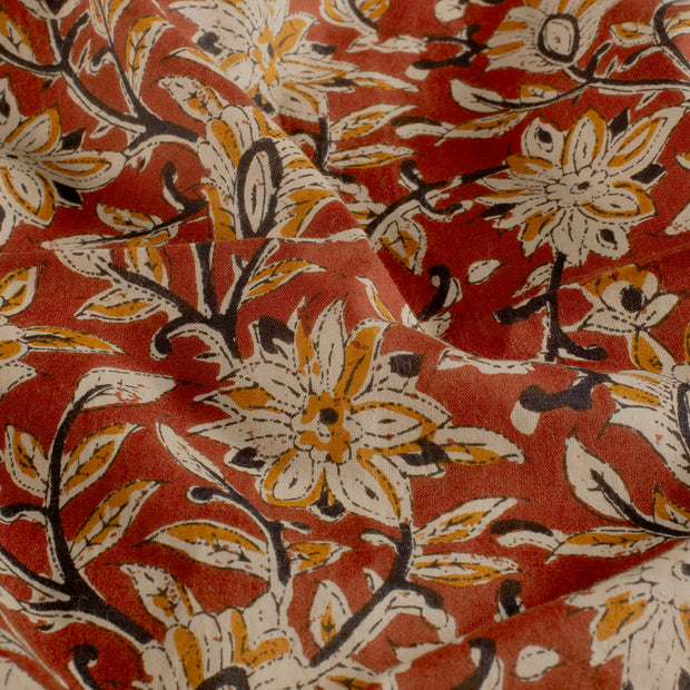 Voile fabric Flowers Red