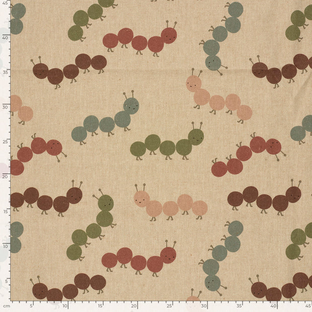 Linen Look fabric Animals Beige